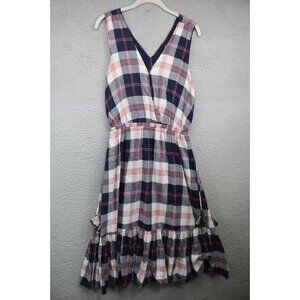 Isabella Sinclair Anthropologie Sleeveless Belted Ruffle Midi Dress-Medium-Plaid